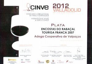 CINVE 2012 (Valladolid, Spain): Silver to Encostas do Rabaçal Touriga Franca 2007 wine