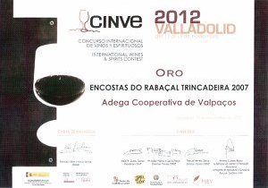CINVE 2012 (Valladolid, Espanha): Ouro para o vinho Encostas do Rabaçal Trincadeira 2007